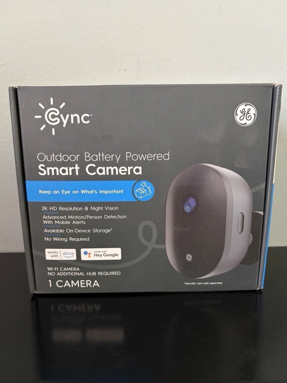 GE Smart Outdoor Security Camera, 2K HD Camera, Wireless , Night Vision